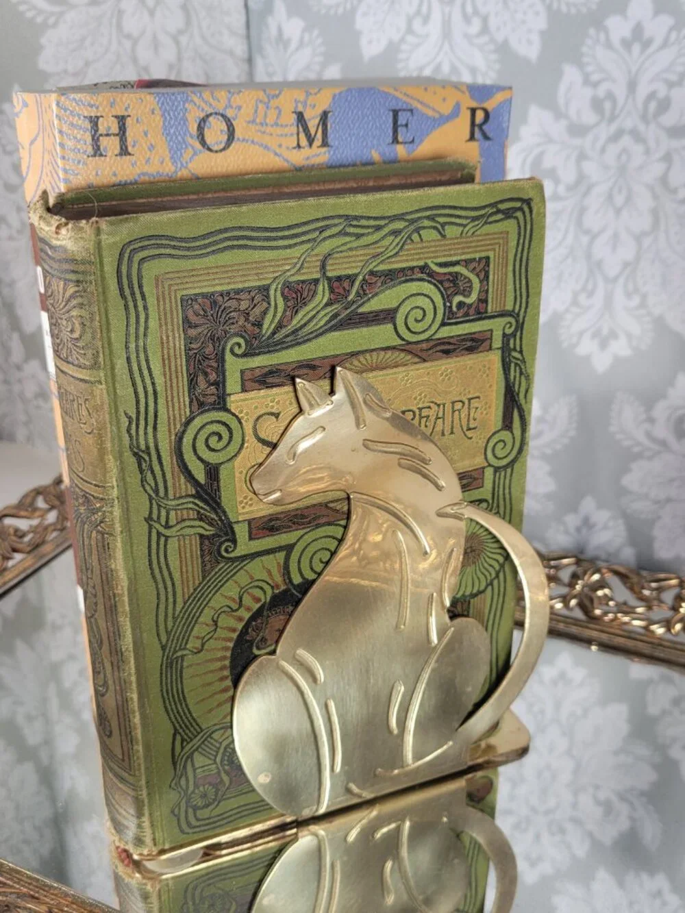 Vintage Brass Cat Bookends - Set of 2